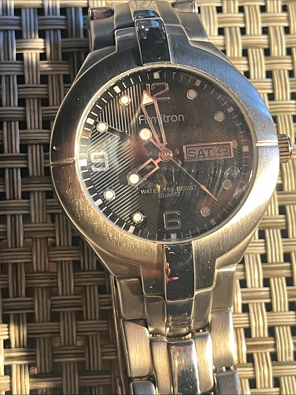Armitron Silver-Tone Men's Day-Date Watch with Black Dial